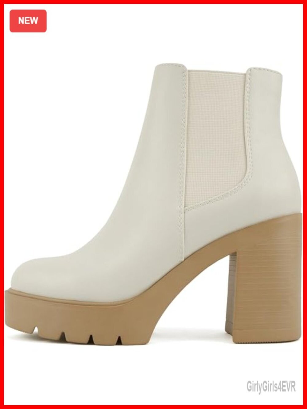 Lug Sole High Heel Chelsea Ankle Boot with Double Elastic Gore